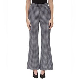 Avec Les Filles Gray Gingham High Waist Slim Bootcut Flare Pants 0 Black White